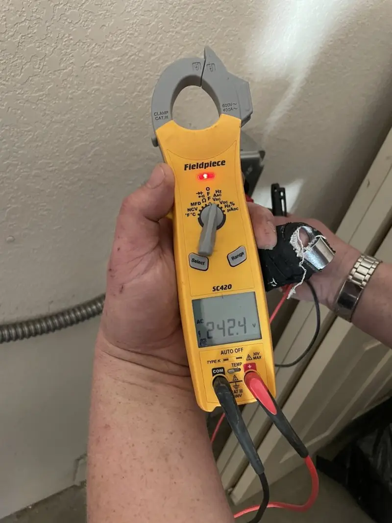 Voltage testing with clamp meter during Hot Tub / Pool Electrical Wiring in Lake Montezuma